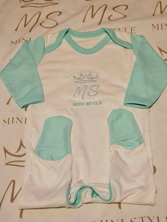 Mint and white sleepsuit