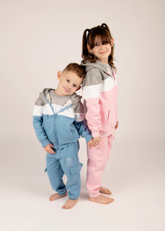 Girls tri colour block tracksuit
