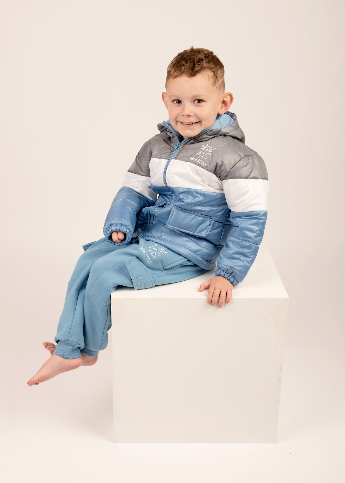 Colour block puffer jacket