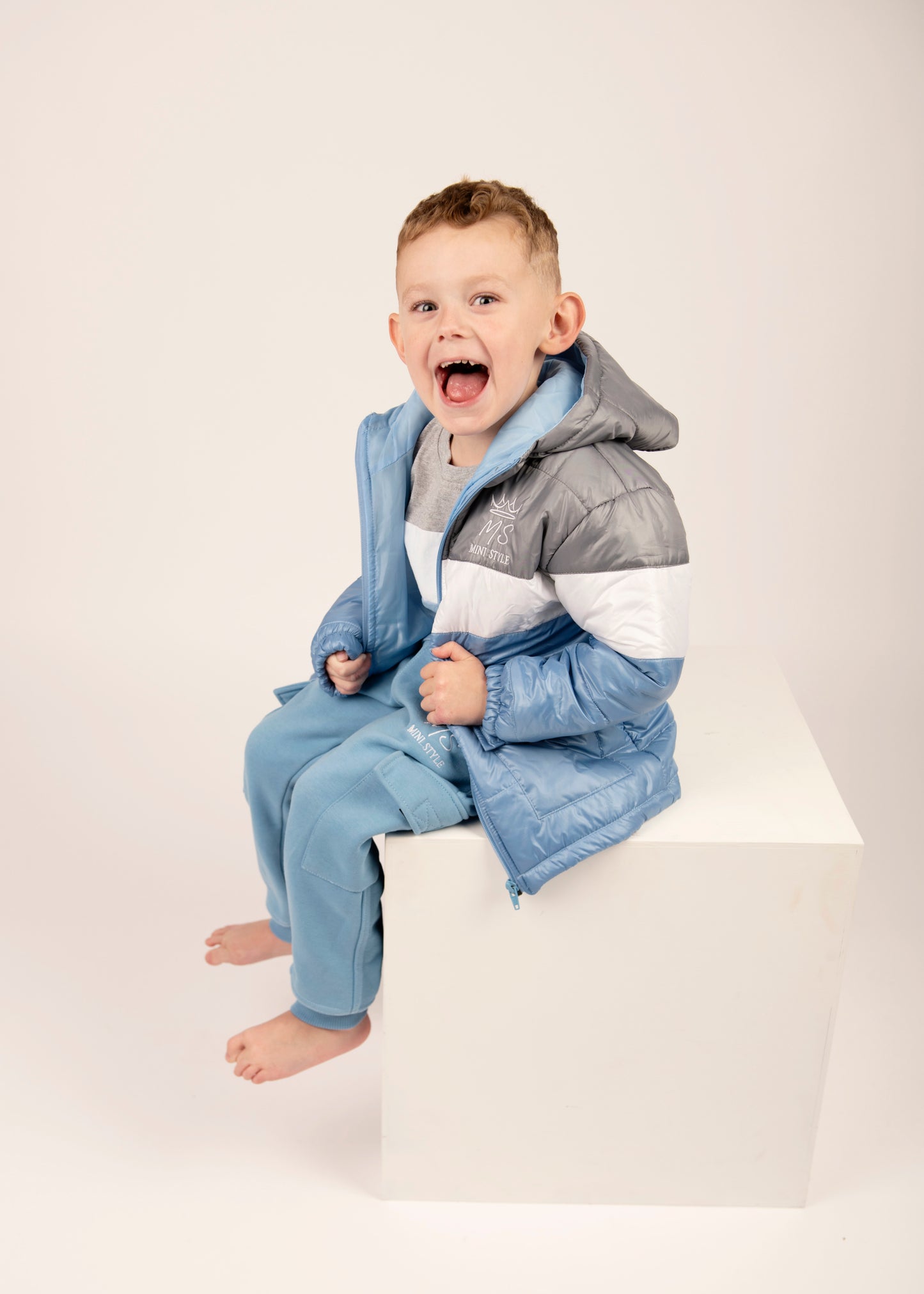 Colour block puffer jacket
