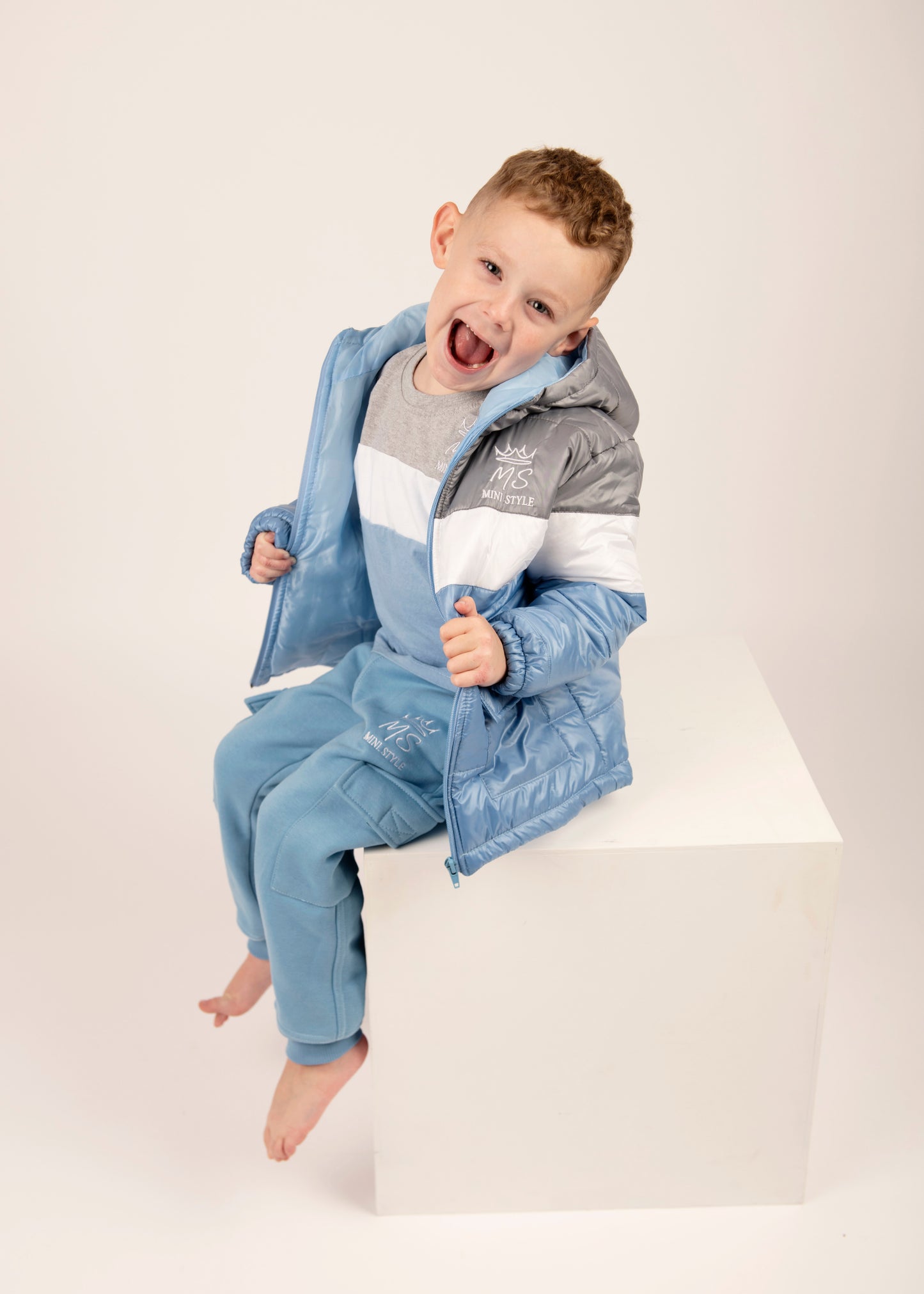 Colour block puffer jacket