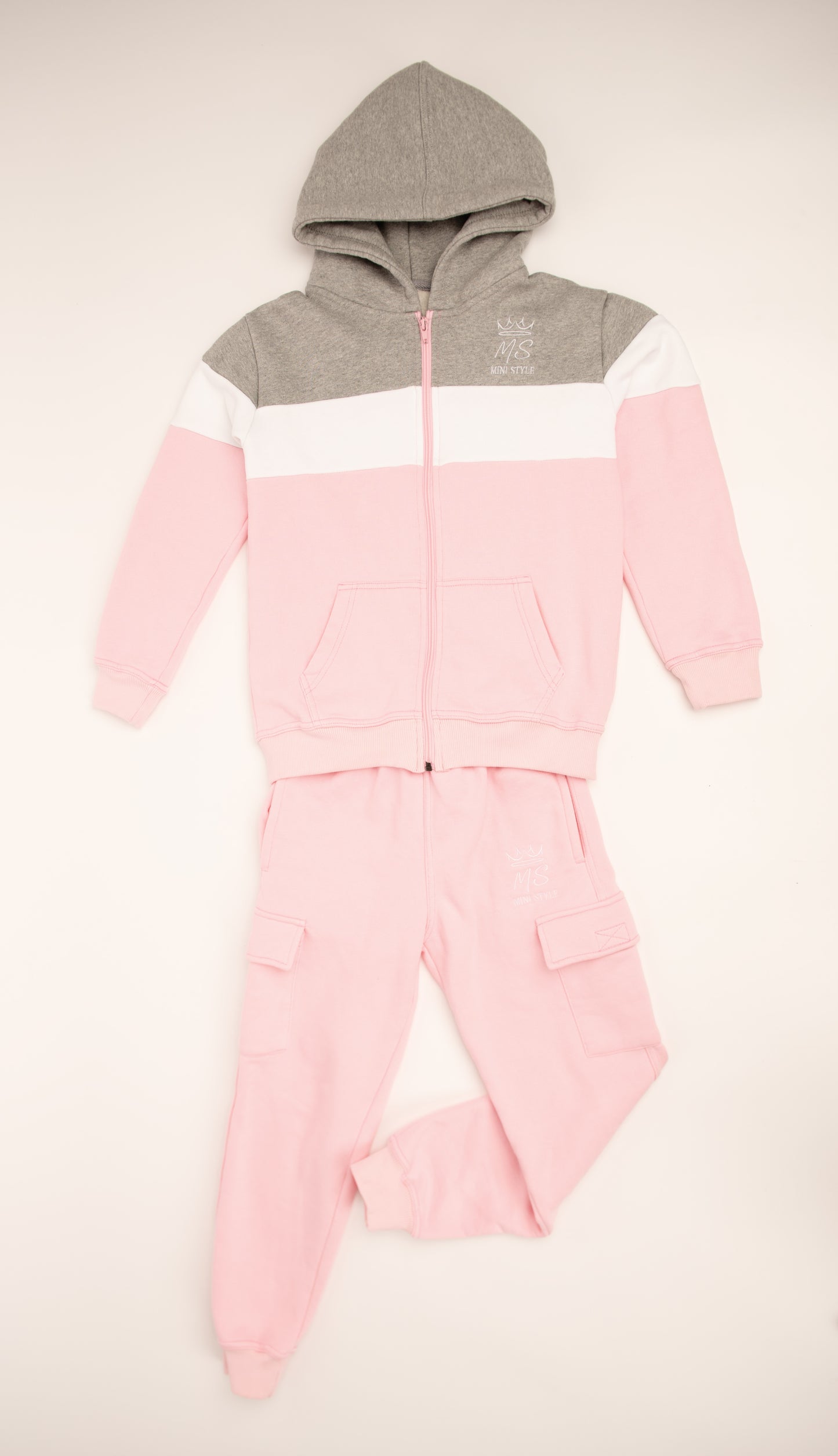 Girls tri colour block tracksuit
