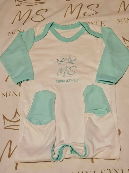 Mint and white sleepsuit