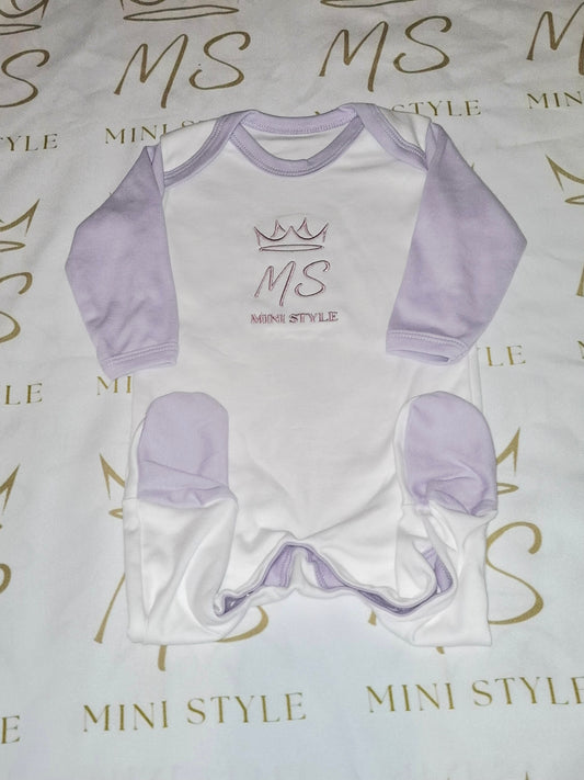 Lilac and white sleepsuit