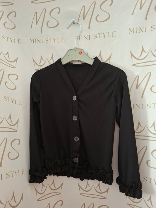 Black ruffle cardigan