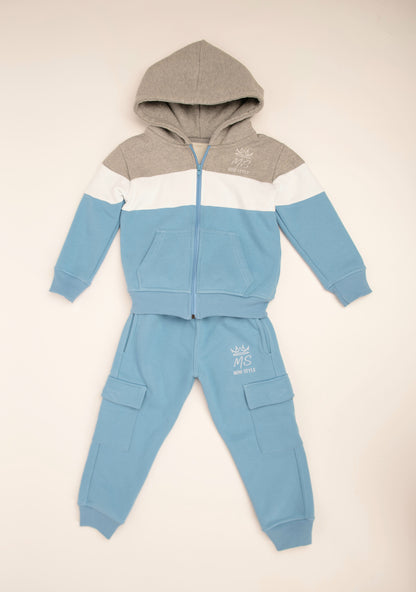 Boys Tri colour hooded tracksuit