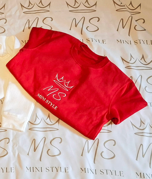Red jumper with embroidered logi