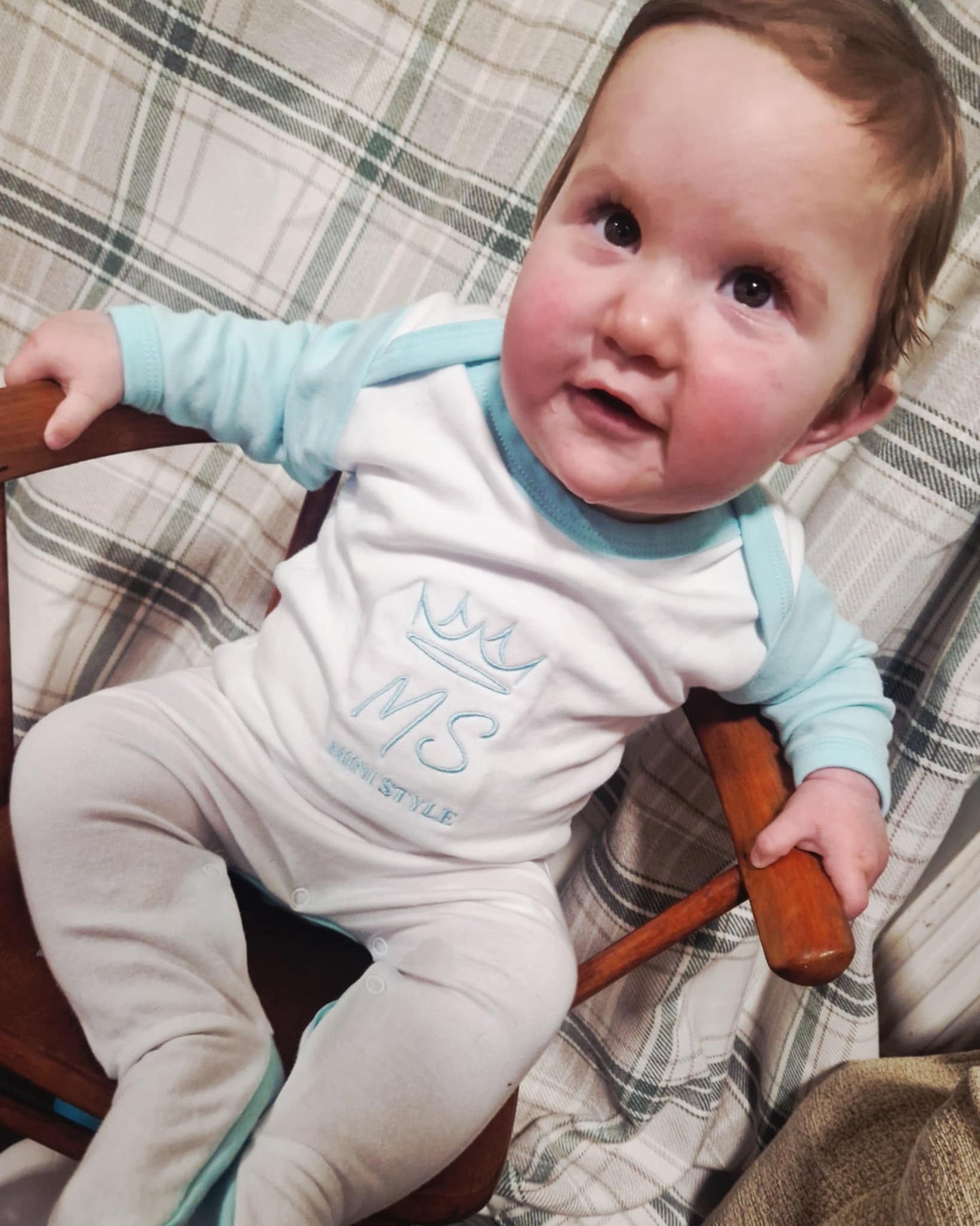 Mint and white sleepsuit