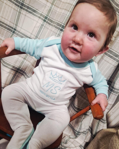 Mint and white sleepsuit